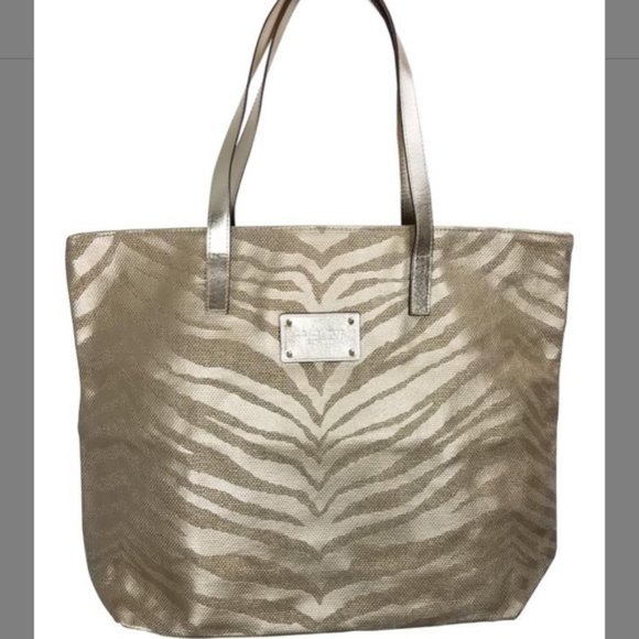 Michael Kors Zebra Print Tote Bag Gold LIKE NEW